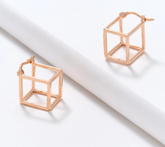 David Markstein Rose Tone Bronze Geometric_7/8" Hoop Earring